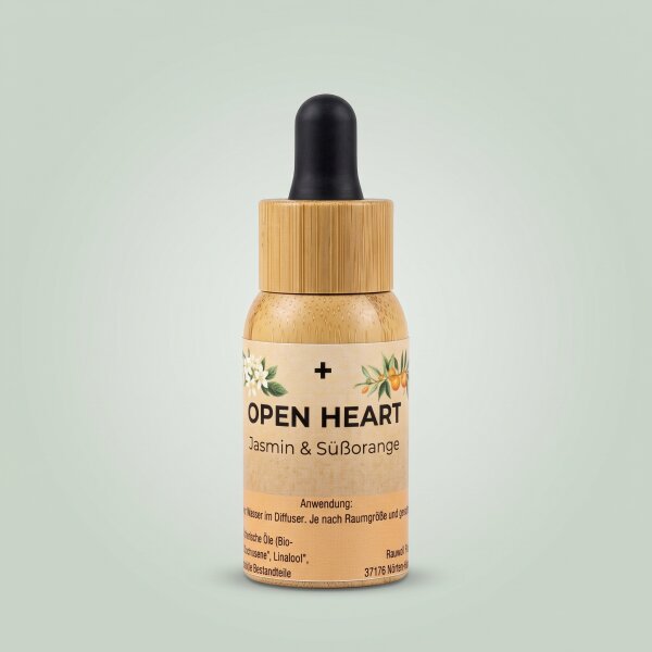 Premium Duftöl "Open Heart" (10 ml) – Naturreiner Jasmin & Süßorange | Yoga Cat
